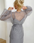 Spring Y2K Black Mesh Tie Shirt for Women