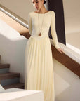 Elegant Knitted Round Neck Long Dress for Women