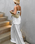Chic Strapless Top and Wide Leg Pants Set