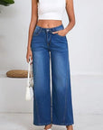 Fashionable Loose Stitching Wide Leg Jeans