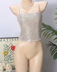 Sleeveless Backless Hollow Out Sequin Top