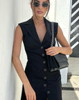 Slim Fit Black Dress for Stylish Commuting