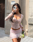 Sexy Lace Long Sleeve Top for Casual Wear