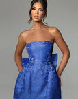 Summer Fashionable Strapless Mini Dress with Bow