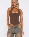 Sexy Backless Crop Top with Tie Design