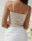 Sleeveless Backless Hollow Out Sequin Top