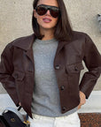 Vintage Short Leather Jacket for Women
