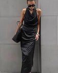 Elegant Black Halter Neck Dress for Women