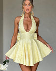 Elegant Spring Halter Neck Floral Dress