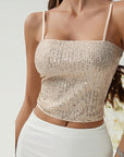 Sleeveless Backless Hollow Out Sequin Top