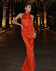 Backless Satin Halter Dress for Women