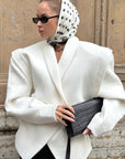 Chic White Woolen Coat for Women