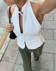 Summer Vintage Halter Neck Slim Fit Top for Women