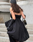 French Vintage Black Strapless Dress for Women