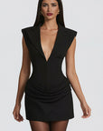 Elegant Deep V Neck Mini Dress for Women