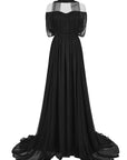 Elegant Off-Shoulder Long Silk Dress
