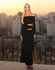 Chic Long Sleeve Sheath Dress with Sheer Details
