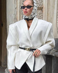 Chic White Woolen Coat for Women