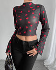 Spring Summer Women's Mesh Printed T-Shirt