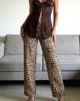 Trendy Women's Low Rise Leopard Print Pants