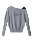 HeyHenry Stylish Asymmetric Neck Long Sleeve Top