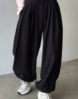 Casual Loose Fit Solid Color Tapered Pants