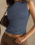 Stylish Striped Slim Fit Sleeveless Top for Women