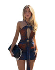 Sexy Backless Halter Mini Dress for Women