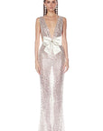 Elegant Sequin Mermaid Dress with Bow Decoration