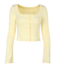 Fresh Style Casual Knit Cardigan Long Sleeve Top