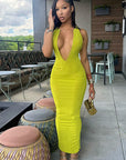 New Women's Deep V Neck Long Dress