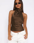 Spring Fashionable Women's Satin Backless Top