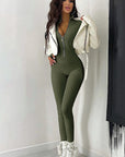 Casual Zipper Stand Collar Jumpsuit for Women