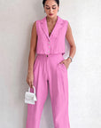 French Cotton Linen Stylish Casual Set