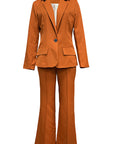 Elegant Long Sleeve Blazer and Flare Pants Set