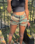 Summer Casual Camouflage Zipper Shorts for Women