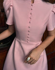 Summer New High Waist A-Line Dress with Puff Sleeves
