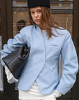 Casual Blue Blazer Jacket for Women