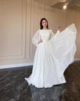 2026 Spring Autumn Lantern Sleeve Wedding Dress