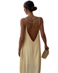 Satin Backless Long Dress for Women