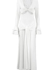 Elegant Lace Patchwork V-Neck Long Dress