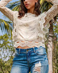 Lace Long Sleeve Top for Women 2023