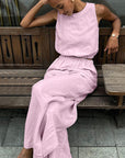 Casual Two-Piece Cotton Linen Set for Women