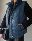 Fashionable Casual Sleeveless Cotton Vest with Zipper