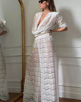 New Lace Hollow Out Long Sleeve Two Piece Set