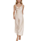 New Women's Satin Maxi Dress with Spaghetti Straps