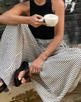 Trendy Striped Wide Leg Pants with Elastic Waist