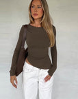 Asymmetrical Hem Long Sleeve Top for Women
