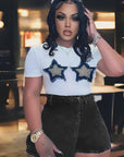 Trendy Summer Star Print Cropped T-Shirt