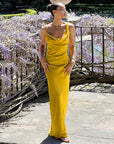 Sexy Backless Satin Long Dress with Spaghetti Straps